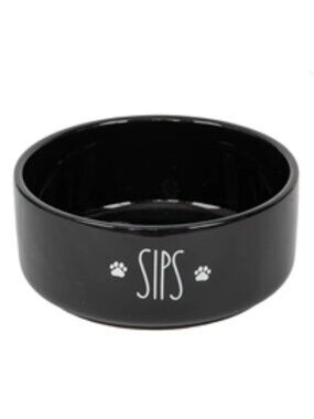 🐾 NWT ~ SportPet's Black Colored Paw Prints "Sips" Medium Sized Dog Water Bowl